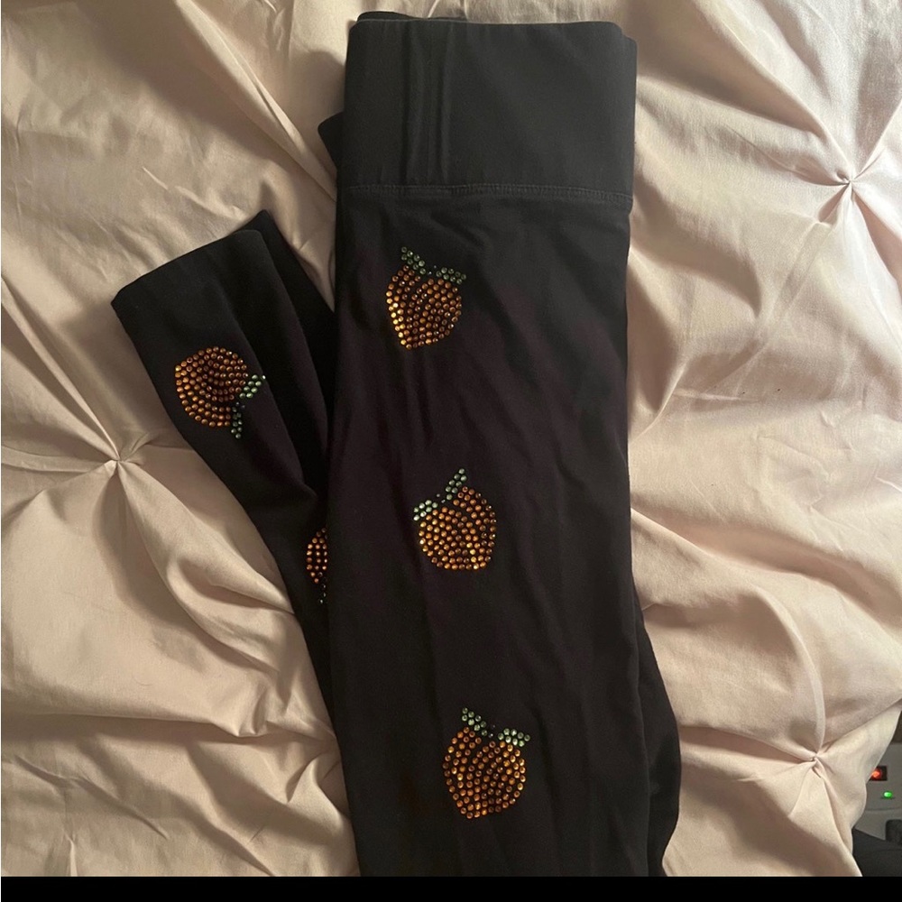 vs pink peach rhinestone leggings 🍑